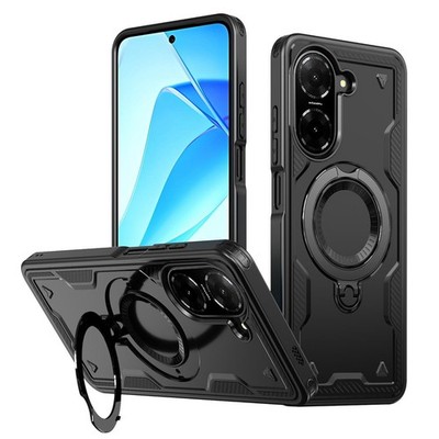 Für Xiaomi Redmi A5 4G / Poco C71 Armor MagSafe Hybrid Ringhalter Hülle Schwarz