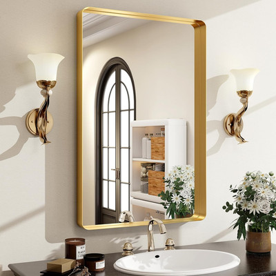 36 X 24 Inch Gold Bathroom Mirror for Wall,Aluminum Alloy Frame Rectangular Wall