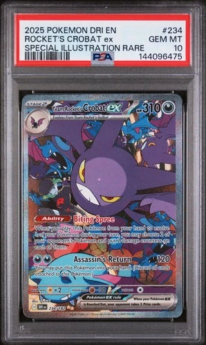 POKEMON Rocket's Crobat Ex Destined Rivals Special Illustration Rare #234 PSA 10