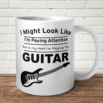 Lustiges Geschenk Geburtstag I Might Look Like I'm Paying Attention Thinking About Guitar