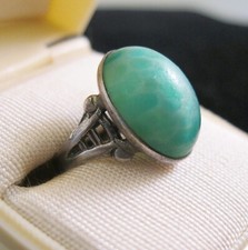 Antique Art Deco Peking Glass Sterling Silver Ring Size 3 Child Size Jewelry