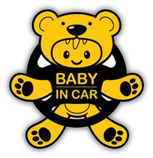 Baby In Car Teddy Bear Vinyl Sticker Decal