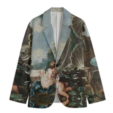 Francois Boucher Cherub Blazer Putti Cotton Sport Coat Baroque Jacket Rococo