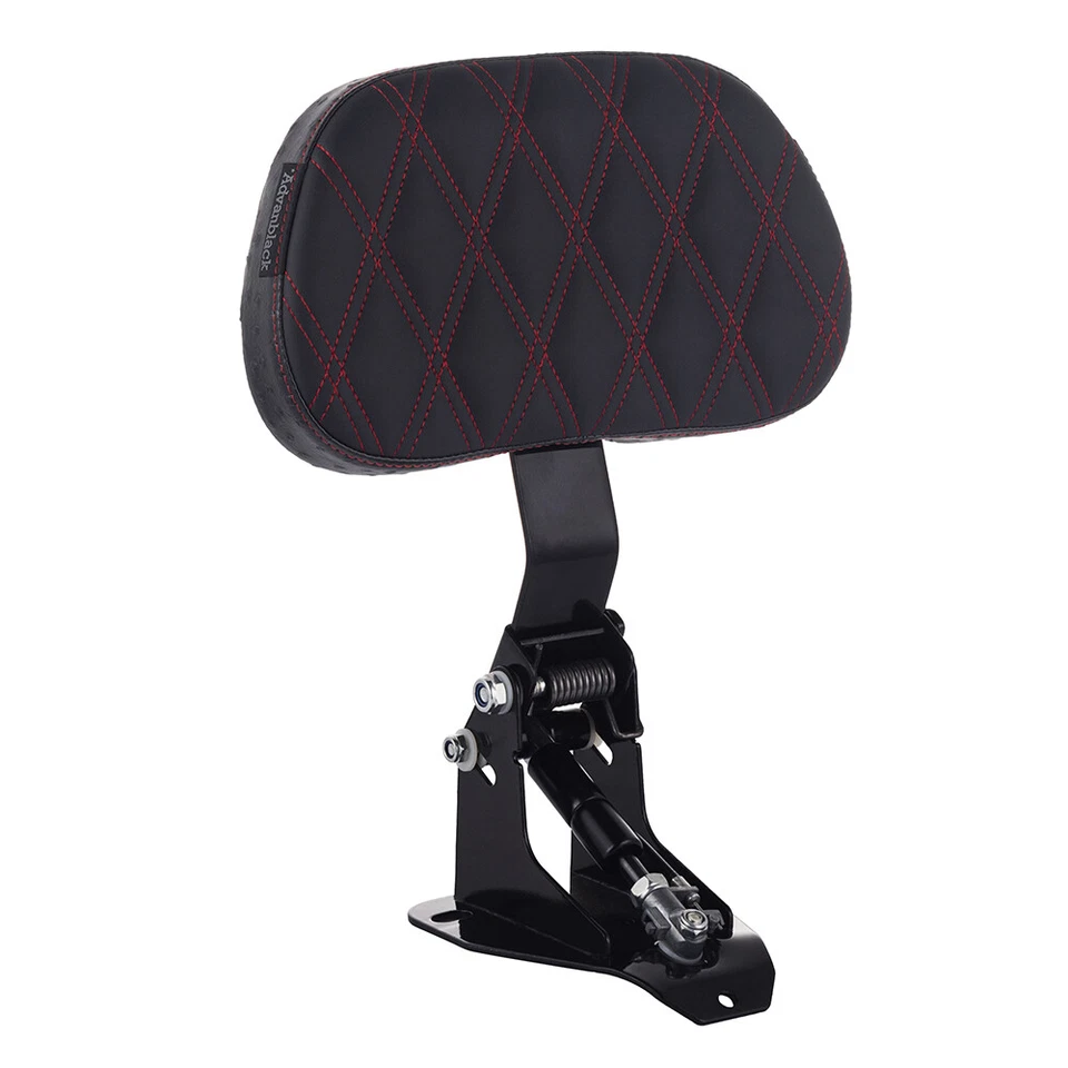 Almohadilla de respaldo ajustable Red Stitching Raptor Riders con kit de montaje para Harley Foto 2 de 4