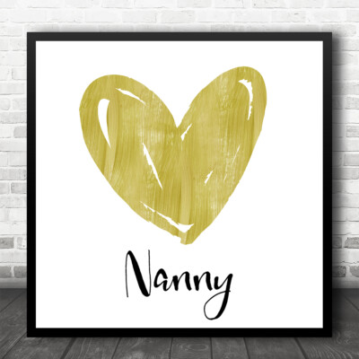Gold Herz Nanny Square personalisiert Geschenk Kunstdruck