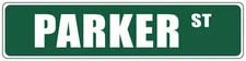 Green Aluminum Weatherproof Road Street Signs Parker Home Decor Wall