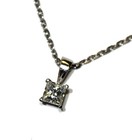 GIA certified 14k white gold .36ct princess diamond solitaire pendant necklace — photo 3