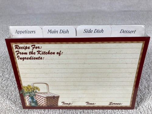 LONGABERGER RETIRED Large 4 X 6 Picnic Basket & Daisies Recipe Cards - Set 50 - Picture 3 of 4