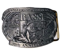 B.A.S.S. Anglers Sportsman Society 30th Anniversary Metal Belt Buckle