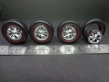 125 Scale Spokes N Stripes Wheels Double Sided Tires Red Line Gold Line