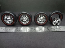 1:25 scale Spokes 'N Stripes wheels & double sided tires red line & gold line