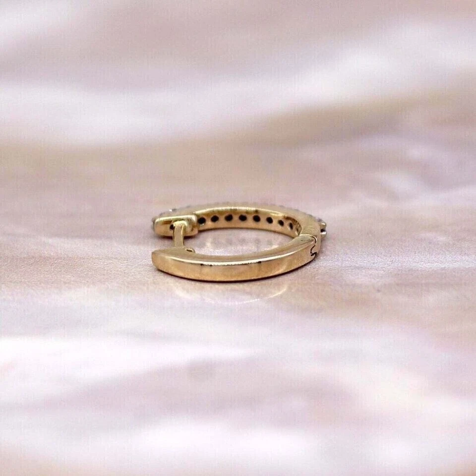 0.50Ct Round Lab-Created Diamond Single Huggie Hoop Earring 14k Yellow Gold Over - Image 4 of 4