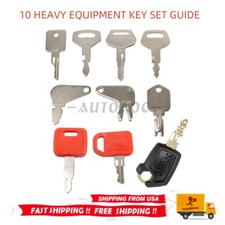 For JD Case Komatsu Caterpillar 10 Heavy Construction Equipment Ignition Key Set