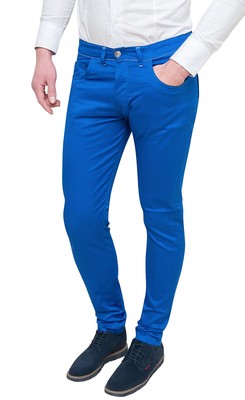 PANTALONI UOMO C. BATTISTINI BLU ELETTRICO CASUAL ESTIVI SLIM FIT ADERENTI  | eBay