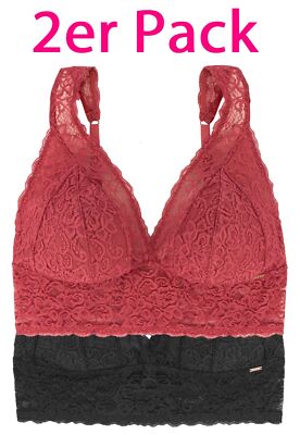 DORINA Lana/Eco, 2er Pack, Bustier, ohne Bügel, Bralette, Spitze mauve + schwarz