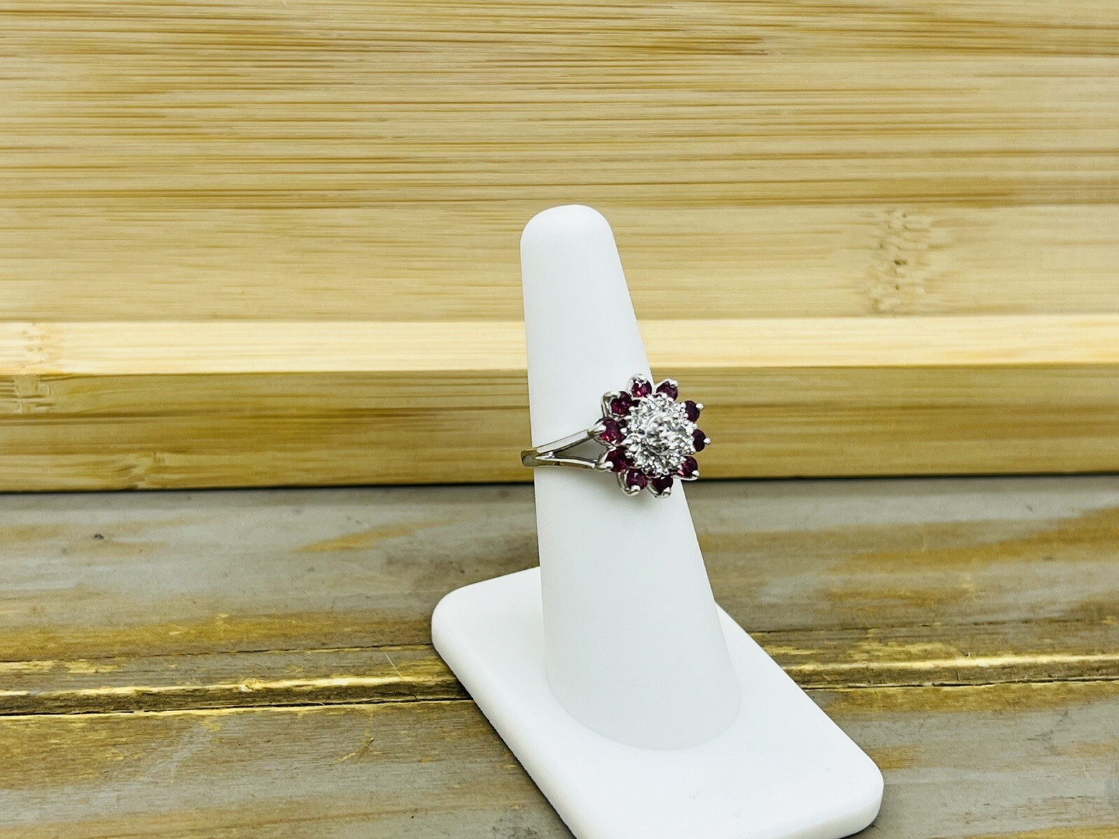 14kt Solid White Gold .50ctw Natural Ruby & .33ct… - image 8