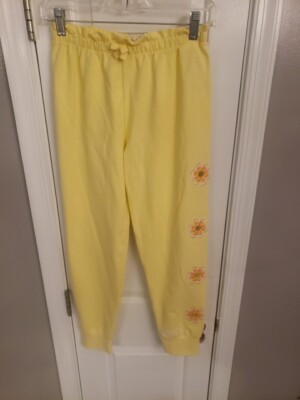 Levi s Knit Joggers Pull On Pants Youth LGG 12-13 Years Stretch Yellow Flowers 