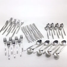 INOX Dalia 18/8 Spain Flatware DL120 Art Deco 39pc Fork Knife Spoon Set