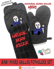 Baby Michael Myers Oven Mitt, Kitchen Towel, and Pot Holder Set Custom Made