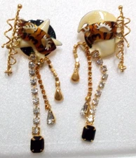 Lunch At The Ritz Moon and Stars Masks Earrings Pierced Dangle Mardis Gras
