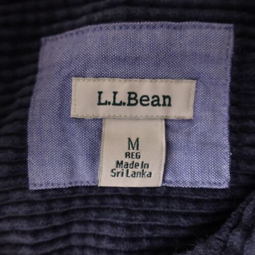 LL Bean Shirt Womens Medium Blue Corduroy Long Sleeve Button Up Oversized - Picture 2 of 12