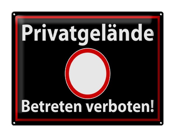 Blechschild Hinweis 40X30 Cm PrivatgeläNde Schwarzes Metall Deko Schild Tin Sign-image