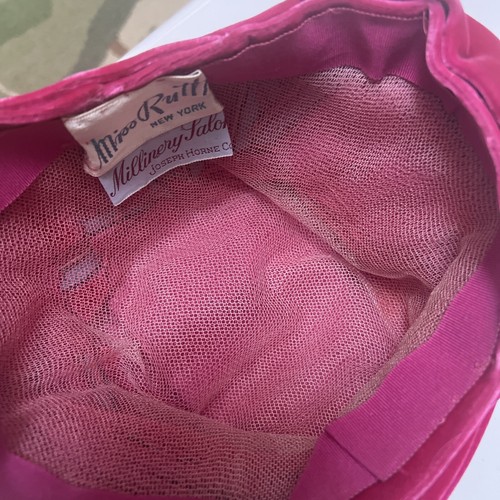 Vintage Miss Ruth fuschia pillboxx turban hat SALE - Picture 6 of 7