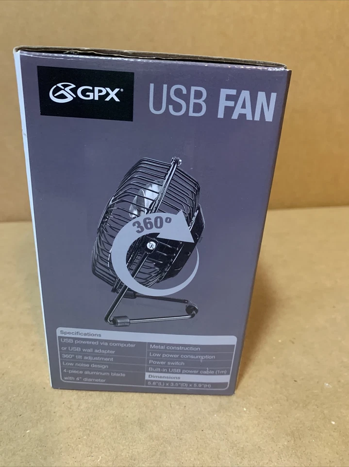 Ventilador de Escritorio 4 Pulgadas USB Funcionamiento Silencioso Deslizable Pies Interior Negro Foto 2 de 4