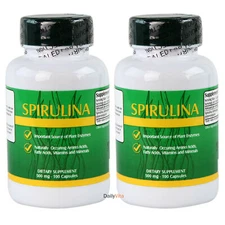 2 x Spirulina Vegetarian Protein 500 mg 100 Capsules