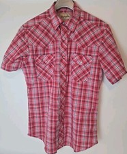 Wrangler Western Pearl Snap Shirt Men's Cowboy Medium Check Plaid Short Sleeve