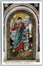 Art~Minerva Painting Library of Congress Washington DC~Vintage Postcard