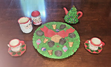 Chadwick Miller Christmas Miniature Tea Set 1995 Santa, Mrs Claus and Elves