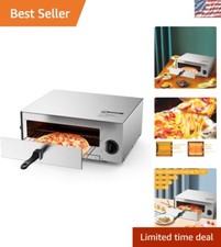 Stainless Steel Electric Pizza Oven with Auto Shut-Off for 12-Inch Pizzas