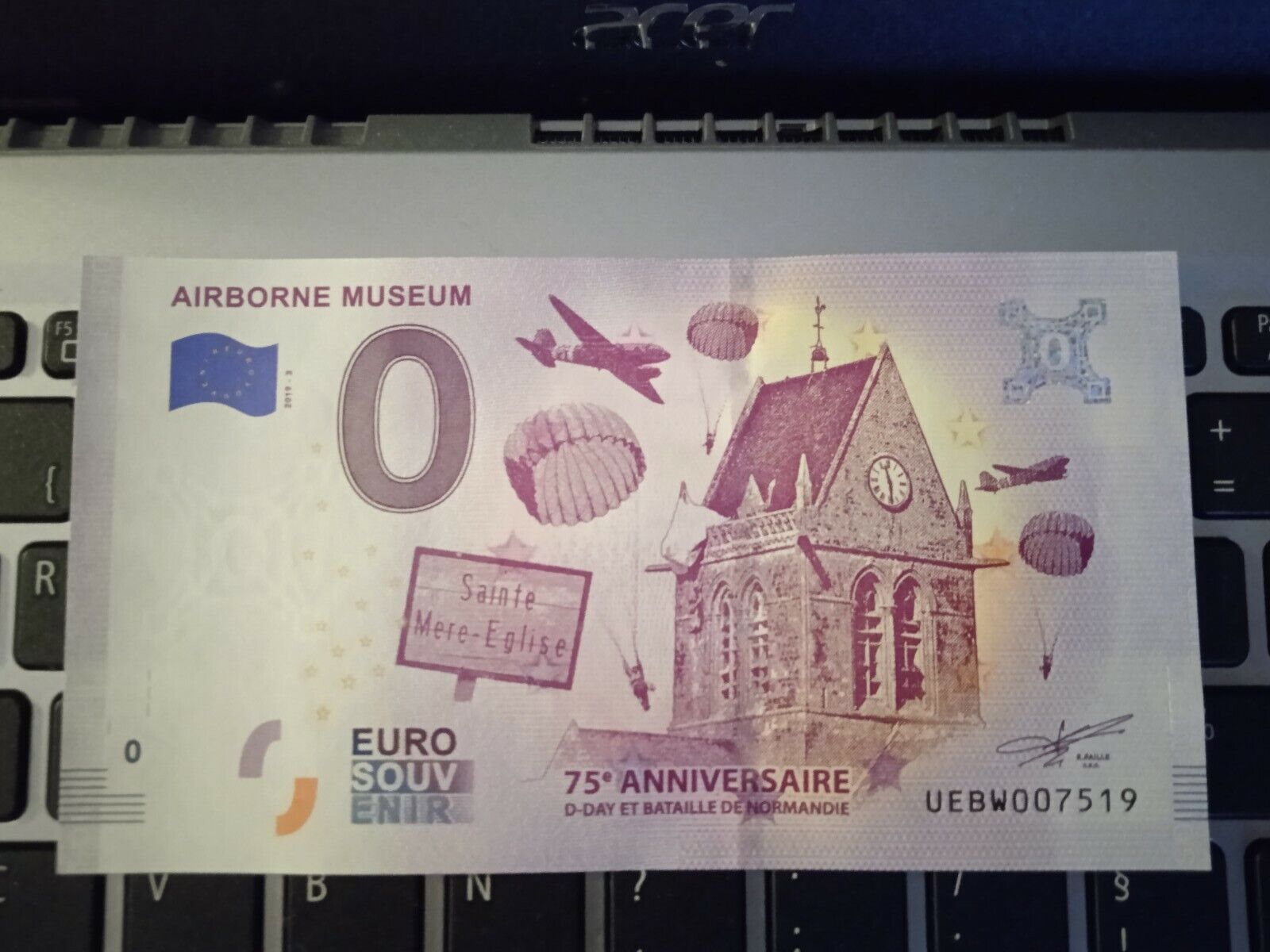 BILLET EURO SOUVENIR 2019-3 AIRBORNE MUSEUM
