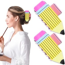 2PCS Pencil Hair Claw Clips for Women Girls, 3.3" Medium Teacher Hair Clips Y...