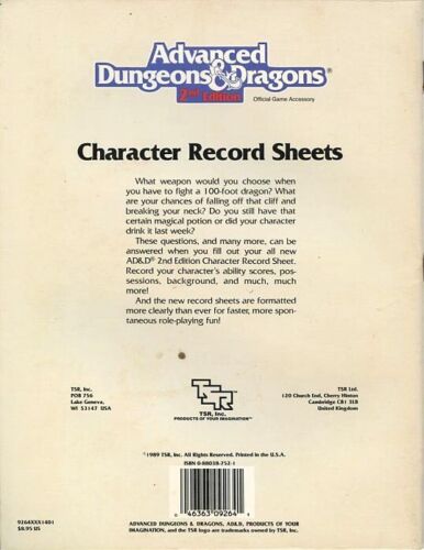 REF2 CHARACTER RECORD SHEETS EXC! Complete Spells Dungeons Dragons TSR Player - Picture 3 of 3