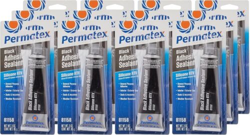 Black Silicone Adhesive Sealant - Waterproof, 3 oz. Tube - Pack of 12