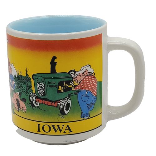 Tazza souvenir vintage IOWA personaggio divertente maiali contadino famiglia MAIS cervo dettagliata - Foto 17 di 17