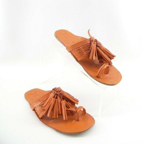 FIGUE Orange Leather Scaramouche Tassel Fringe Aegean Sandal Women's Size 5  | eBay