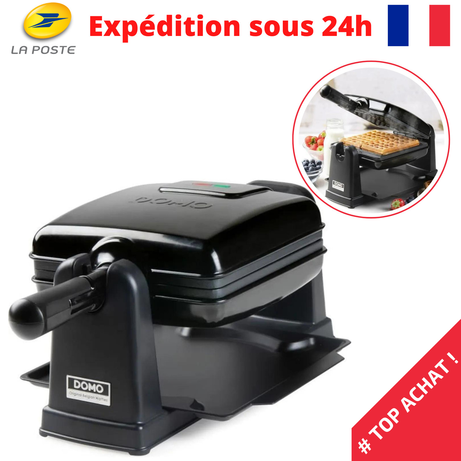 Gaufrier rotatif professionnel anti-adhesif pour gaufres episses sans coller