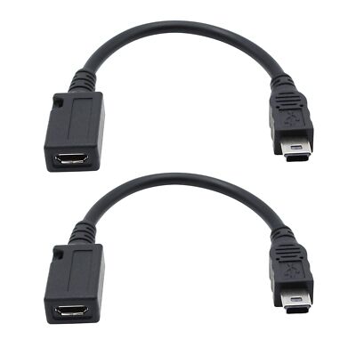 Micro USB to Mini USB Adapter Cable 5-Pin Male-Female Data Charge 14cm