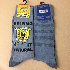 Spongebob Keeping It Natural Men s Novelty Crew Socks Size 6-12 New V27