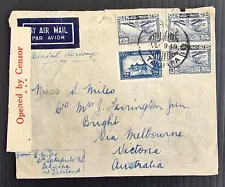 1940 Thailand (Siam) Airmail Censor Cover ties 4 stamps cd Takuapa-Bright