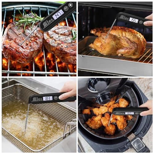 Meat Thermometer Instant Read for Grill and Cooking, 3 Seconds Fast Precise D...