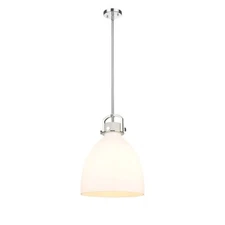Innovations Newton Bell 1-Lt 14" Stem Pendant, PN/MWG - 410-1SL-PN-G412-14WH