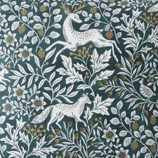 Company Store Sateen KING Duvet Cover Forest Animals Floral, Ink Blue, NEW