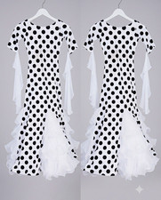 Standardkleid XS A-Linie weiß/schwarz Punkte...