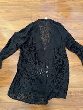 Victoria s Secret Vintage Gold Label Sheer Velvet Burnout Ruffle Robe