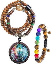 7 Chakra Mala Beads Bracelet Real Gemstone Yoga Meditation Hand Knotted M...