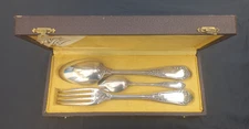 Couverts service argent massif 3 pièces grande petite cuillère fourchette 208 g